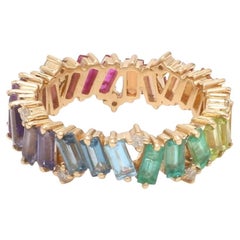 Bague en or 18k avec pierres naturelles Rainbow Diamonds 3.28cts et diamants 0.14cts