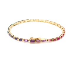 Bracciale con gemme arcobaleno Nature 4cts in oro 14K