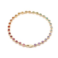 Natural Rainbow Gemstone 6cts Bracelet in 14K Gold