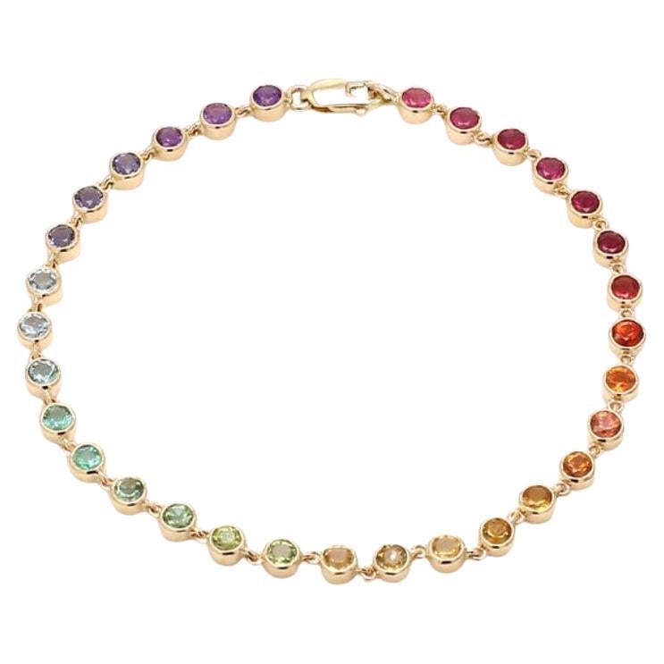 Natural Rainbow Gemstone 6cts Bracelet in 14K Gold