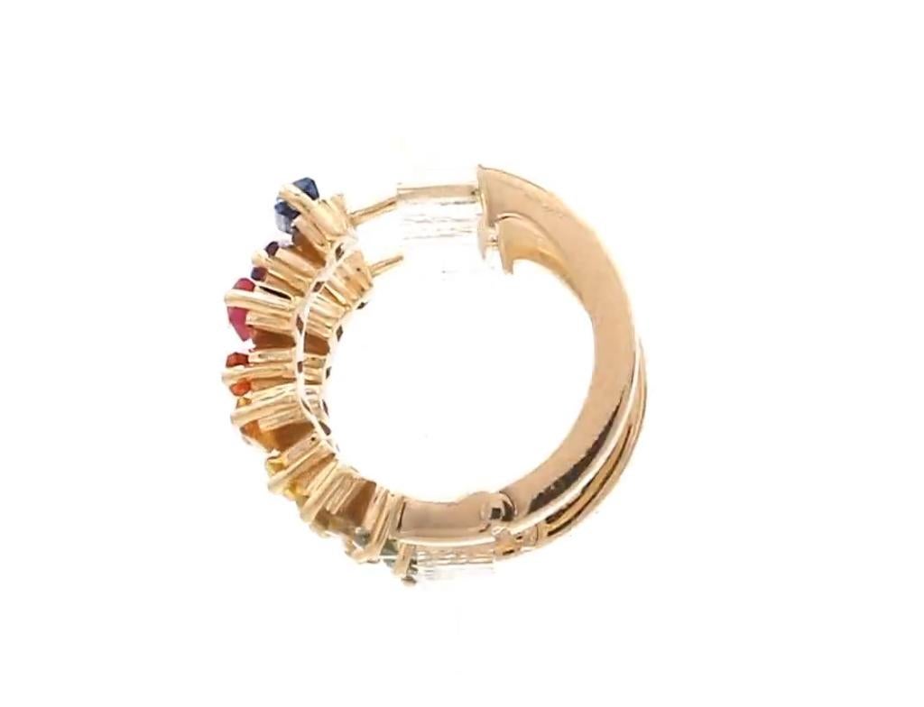 Rainbow sapphire ombre mini hoops earrings gold  Natural rainbow ombre baguette cut gemstone earrings gold  Rainbow mini earrings gold

STONE DETAILS :
✦ Stone: Multi Sapphire
✦ Stone Type : Natural
✦ Stone Size : 4x2 mm
✦ Stone Shape : Baguette