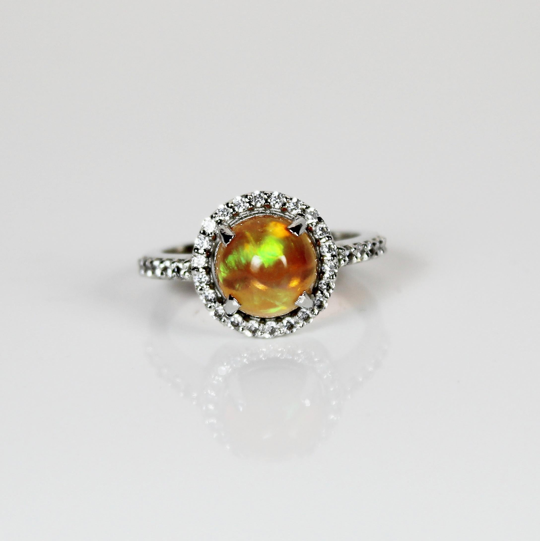 rainbow opal engagement ring