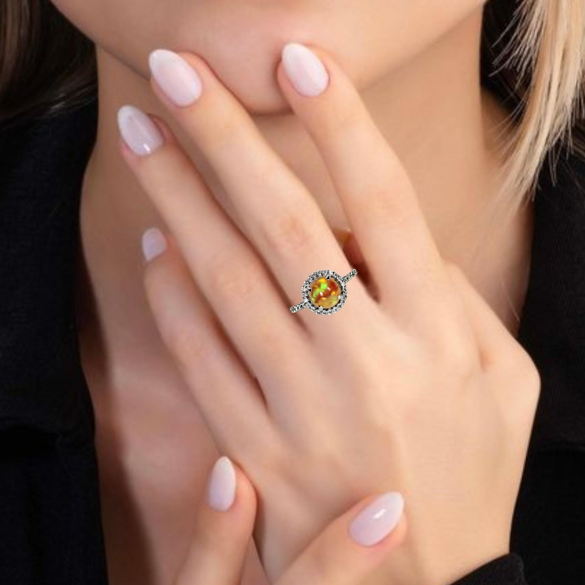 Natürlicher Regenbogen Opal Ring im Zustand „Neu“ im Angebot in Vadgam, GJ
