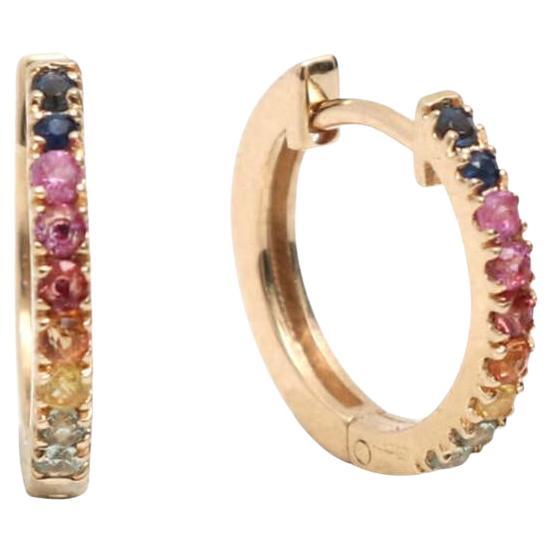 Orecchino con zaffiro naturale arcobaleno da 0,50 carati in oro 14k