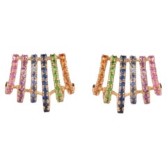 Zafiro Arcoiris Natural 0,62cts Pendiente de Oro de 14k