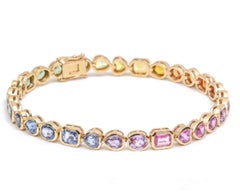 Natural Rainbow Sapphire 13cts Bracelet in 14k Gold