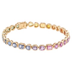 Natural Rainbow Sapphire 13cts Bracelet in 14k Gold