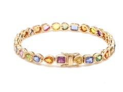 Natural Rainbow Sapphire 14.50cts Bracelet in 14K Gold