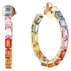 Orecchino con zaffiro arcobaleno naturale da 14 carati in oro 14k