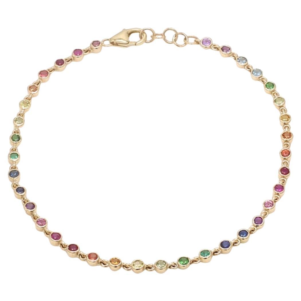 Bracelet en or 14K avec saphir arc-en-ciel naturel 1.65cts