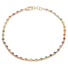 Bracelet en or 14K avec saphir arc-en-ciel naturel 1.65cts