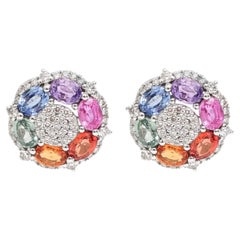Natural Rainbow sapphire 2.60cts & Diamond 0.54cts Earring in 14k Gold