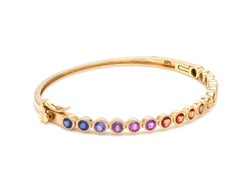 14K Yellow Gold Rainbow Sapphire Bracelet, 3.87 Carats, New
