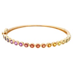 Bracelet en or 14K avec saphir arc-en-ciel naturel 3.87cts