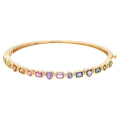 Bracelet en or 14K avec saphir arc-en-ciel naturel 4.33cts