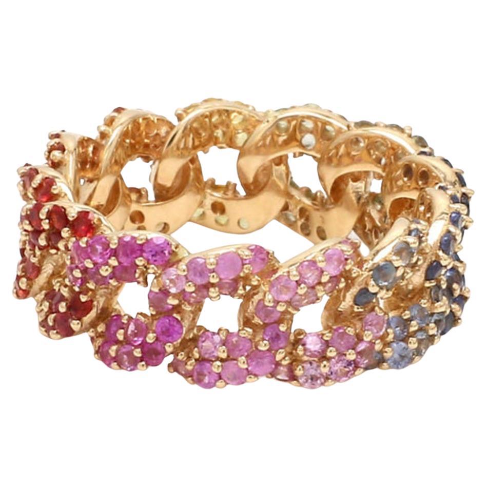 Bague en or 18k saphir arc-en-ciel naturel 4cts en vente