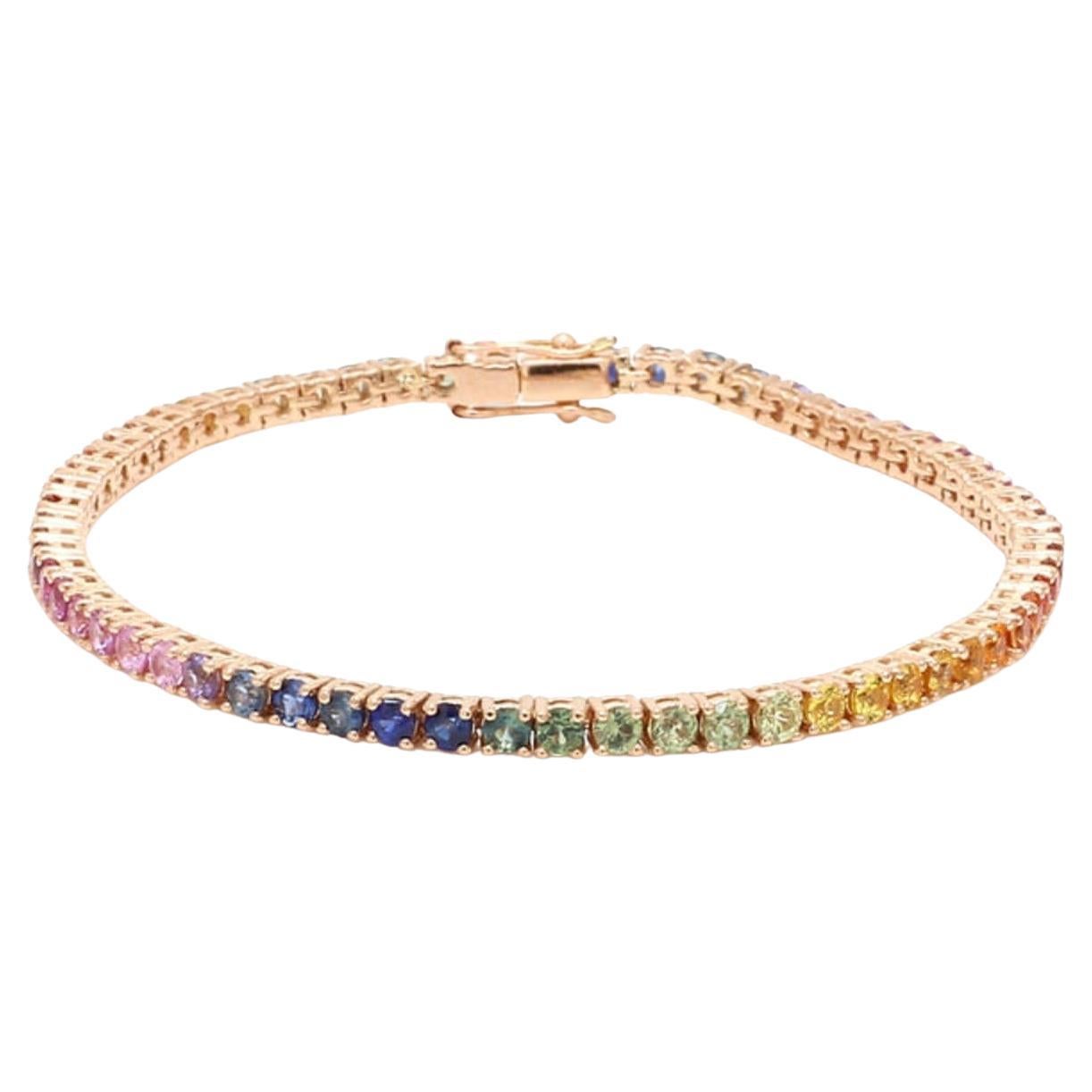 Natürlicher Regenbogen Saphir 5cts Armband in 14K Gold im Angebot