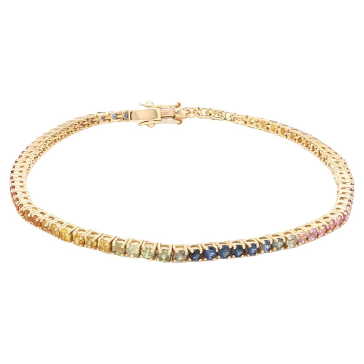 Natürlicher Regenbogen Saphir 5cts Armband in 14K Gold