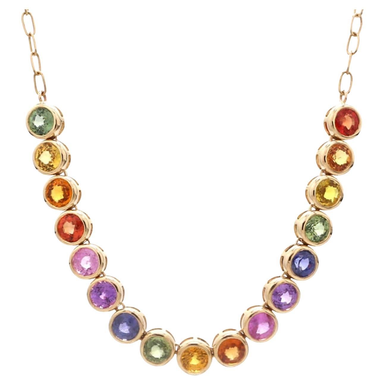 Zafiro Arcoiris Natural 9,12cts Collar de Oro de 14k en venta