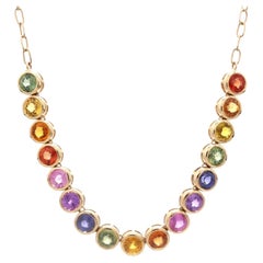 Zafiro Arcoiris Natural 9,12cts Collar de Oro de 14k