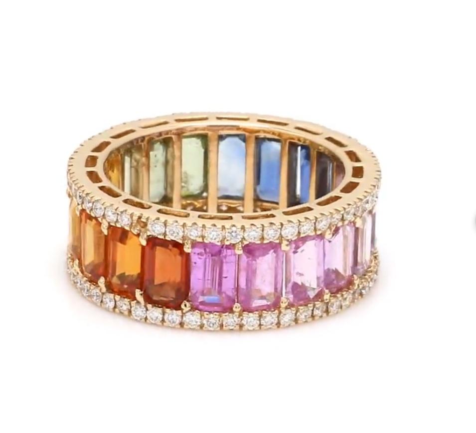 Ring mit natürlichem Regenbogen-Saphir 14K Gold im Zustand „Neu“ im Angebot in jaipur, IN