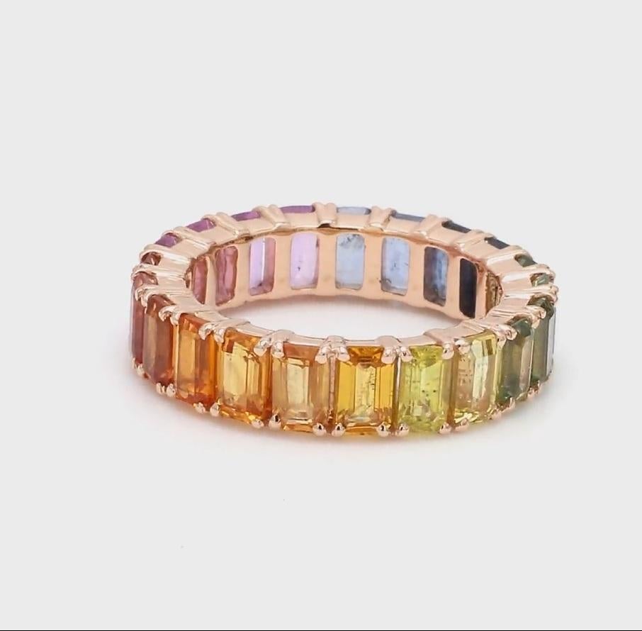Ring mit natürlichem Regenbogen-Saphir aus 14k Gold Damen im Angebot