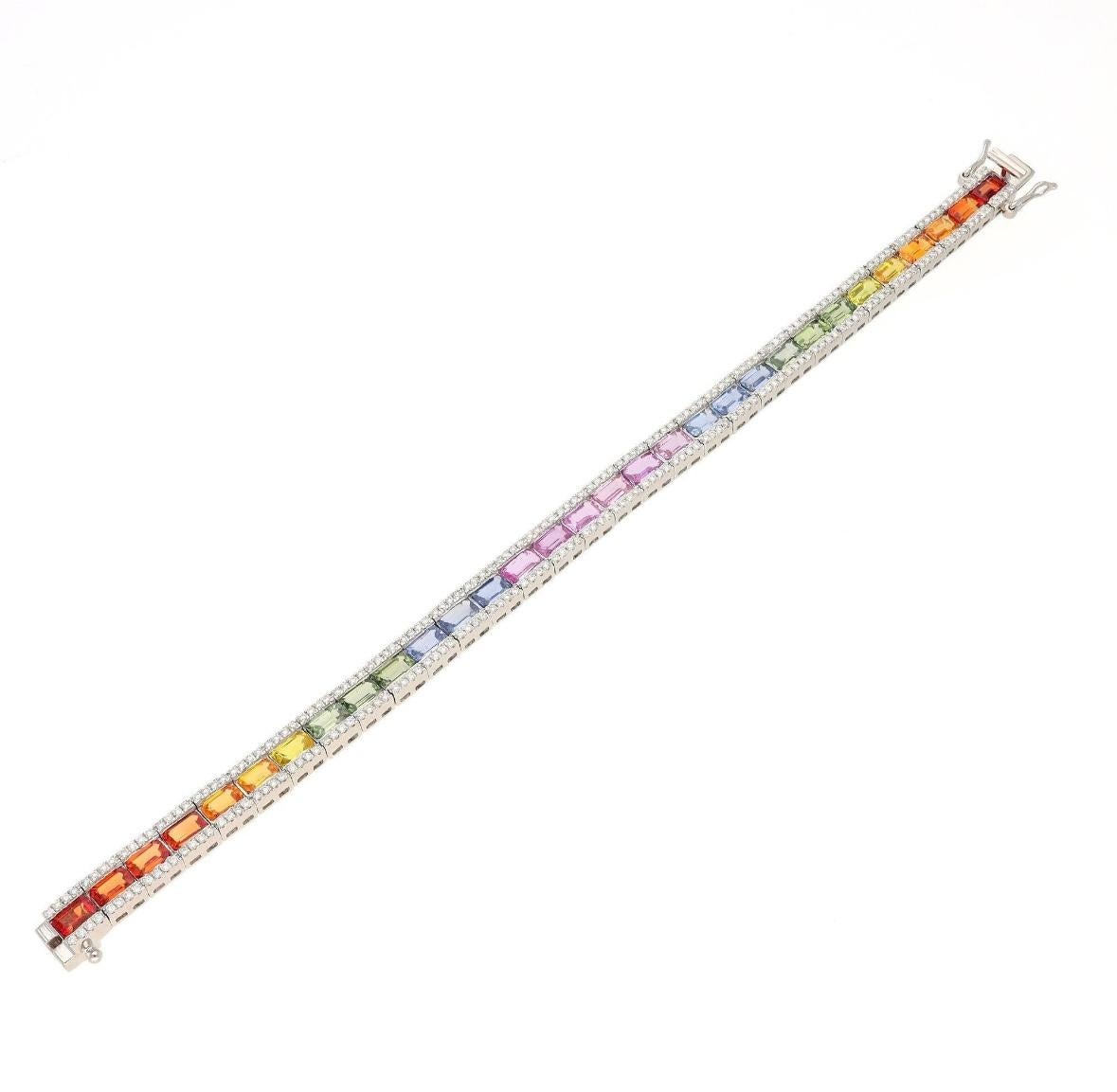 Natural Rainbow sapphire & Diamond bracelet in 18k gold In New Condition In jaipur, IN