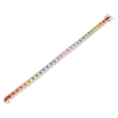 Natural Rainbow sapphire & Diamond bracelet in 18k gold