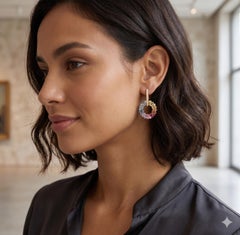 Natural Rainbow sapphire & Diamond Earring in 14k Gold