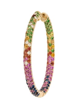 Natural Rainbow sapphire & Diamond Earring in 18k Gold