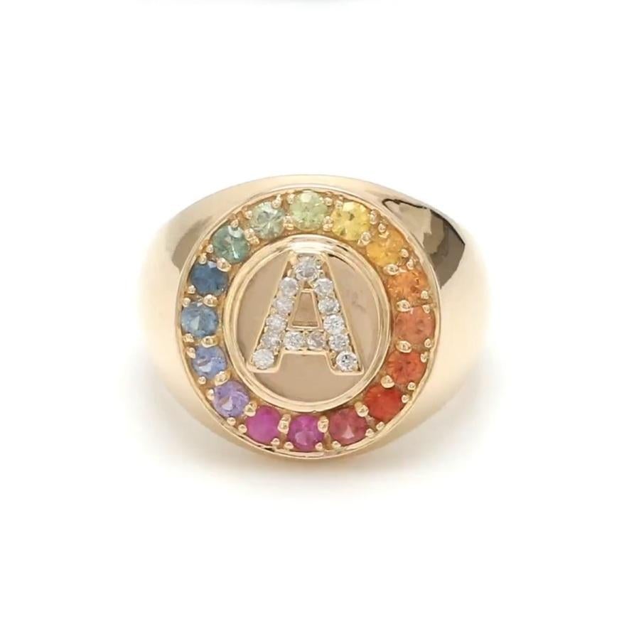 Women's Natural 0.83cts rainbow sapphire & 0.08 cts diamond ring in 18k gold For Sale