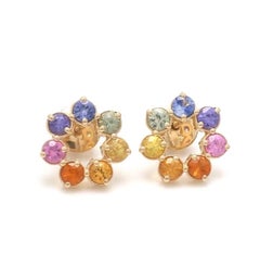 Natural 1.88cts Rainbow Sapphire Earring in 14k Gold