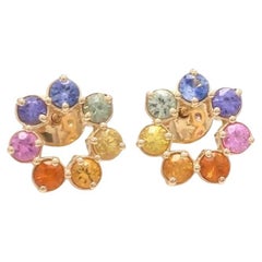 Natural rainbow sapphire earring in 14k gold