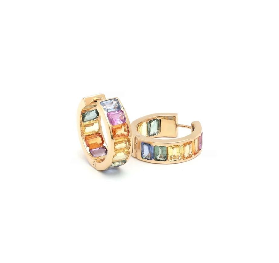 De las mujeres Natural rainbow sapphire earring in 18k gold en venta