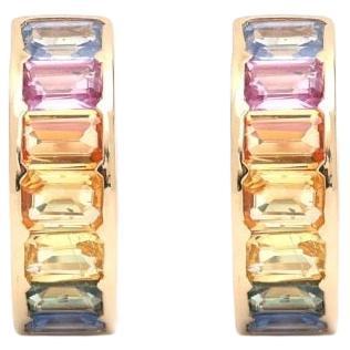 Natural rainbow sapphire earring in 18k gold