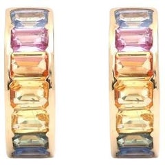 Natural rainbow sapphire earring in 18k gold