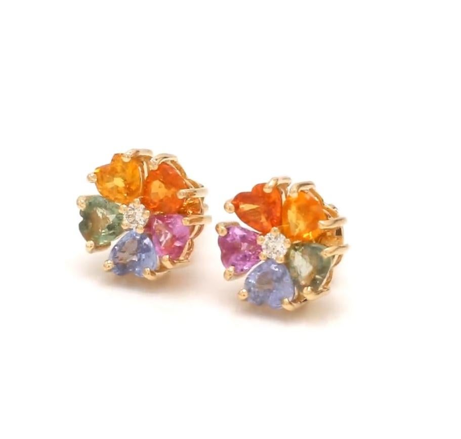 Natural rainbow sapphire earrings in 14k gold im Zustand „Neu“ im Angebot in jaipur, IN