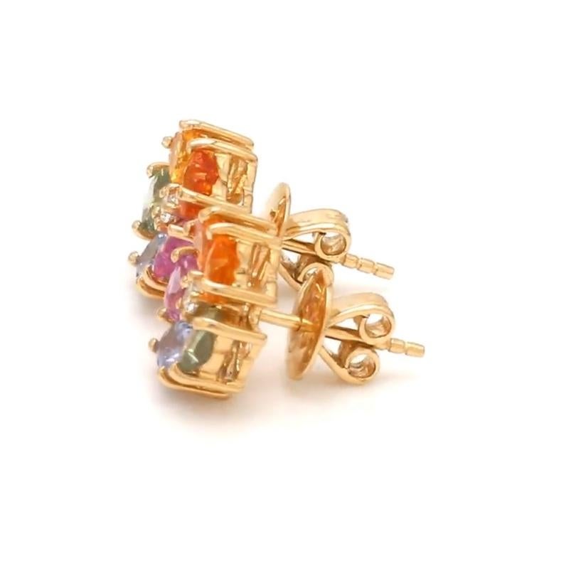 Natural rainbow sapphire earrings in 14k gold Damen im Angebot