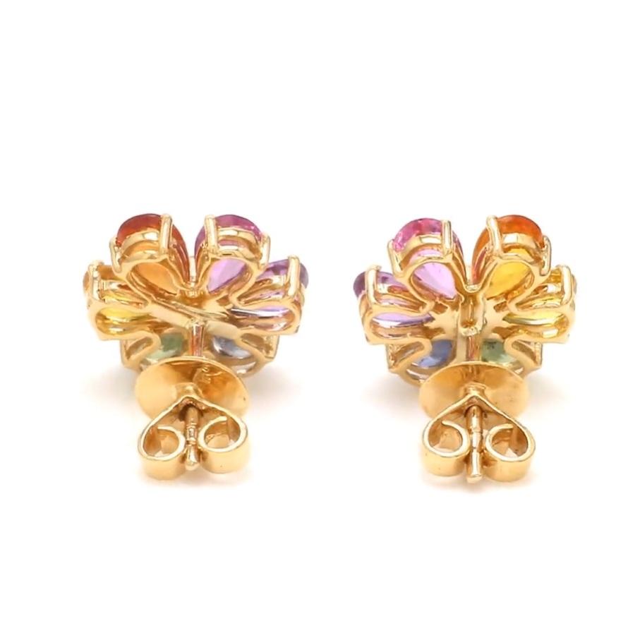 Natural rainbow sapphire earrings in 14k gold im Angebot 2