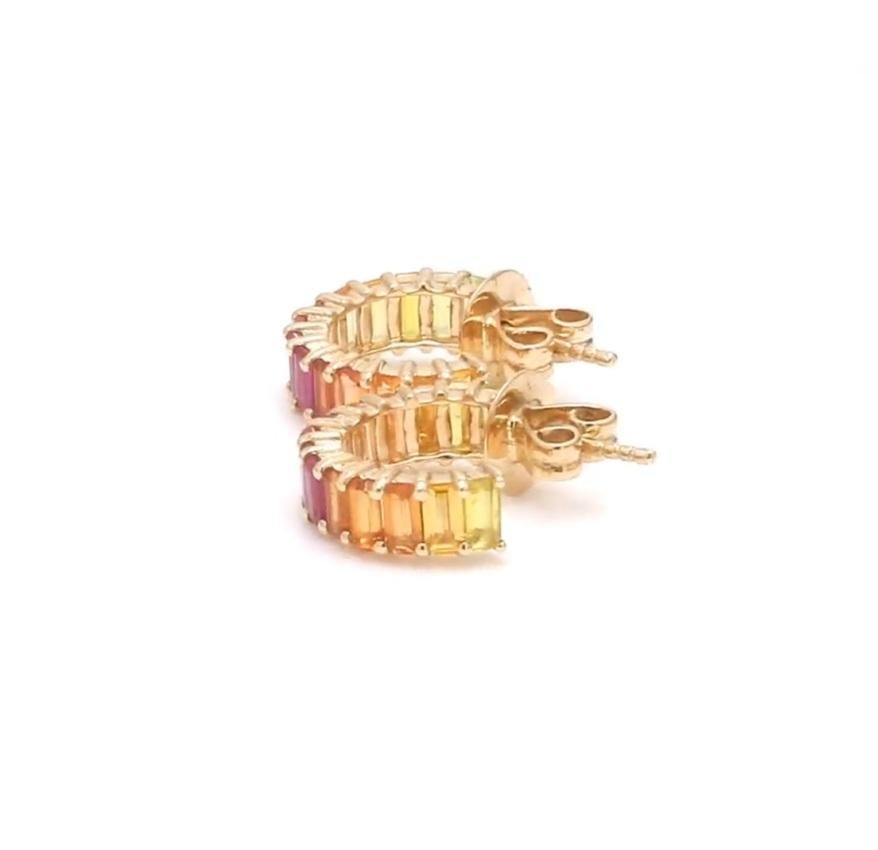 Natural rainbow sapphire earrings in 18k gold (Asscher-Schliff) im Angebot