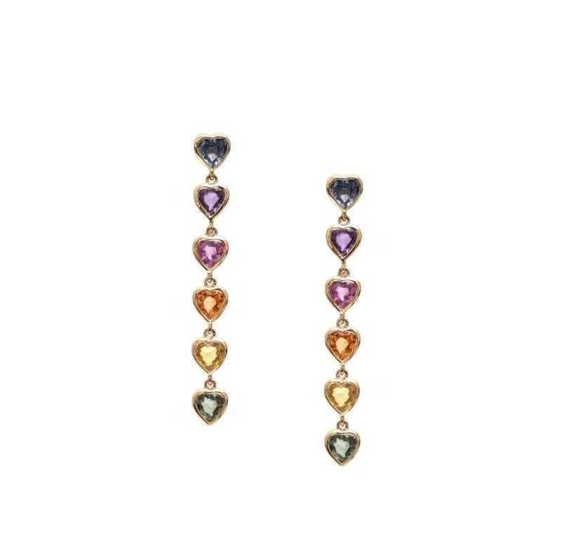 Boucles d'oreilles saphir arc-en-ciel naturel en or 18k Neuf - En vente à jaipur, IN