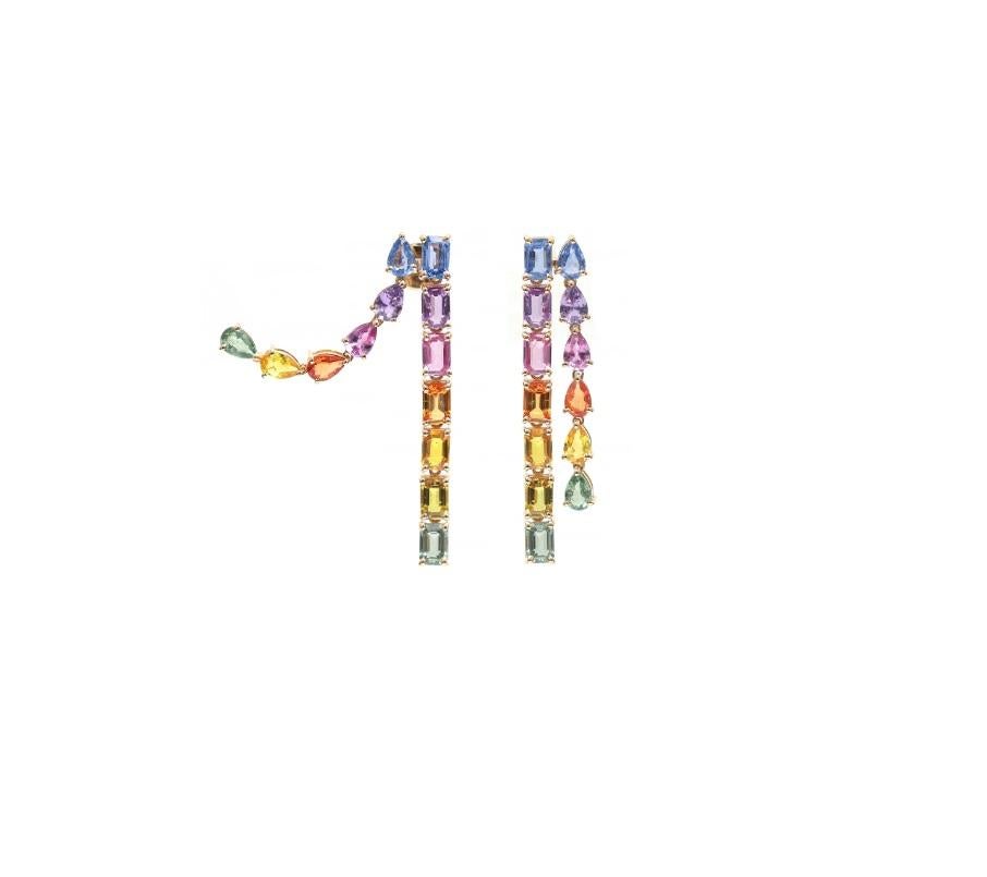 De las mujeres Natural rainbow sapphire earrings in 18k gold en venta