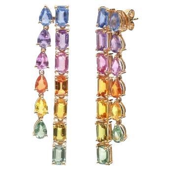 Natural rainbow sapphire earrings in 18k gold