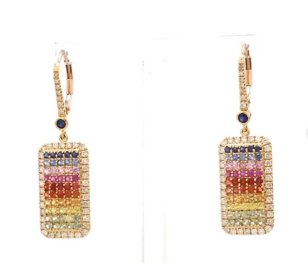 Natural rainbow sapphire earrings in 18k gold