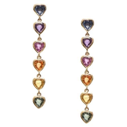 Natural Rainbow sapphire earrings in 18k gold