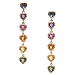 Natural Rainbow sapphire earrings in 18k gold