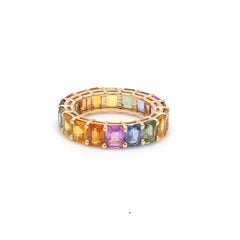 Natural 8.13cts rainbow sapphire ring 14k gold