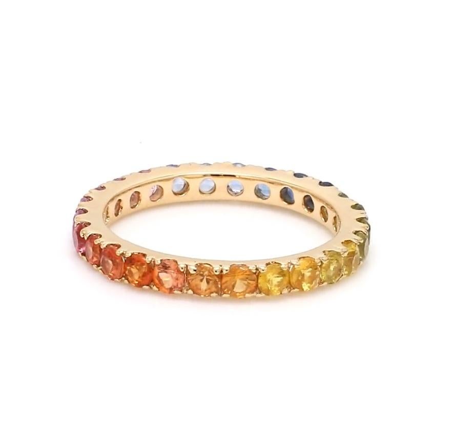 Ring mit natürlichem Regenbogen-Saphir aus 18 Karat Gold (Asscher-Schliff) im Angebot