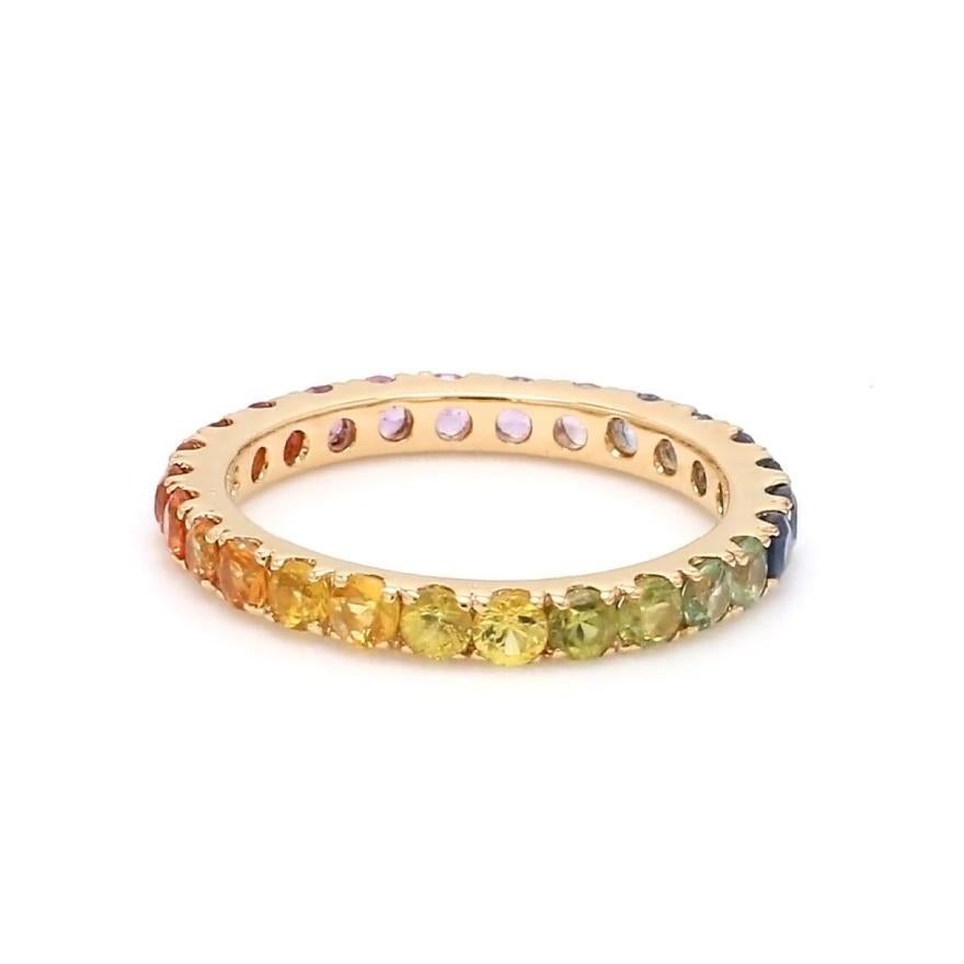 Ring mit natürlichem Regenbogen-Saphir aus 18 Karat Gold im Angebot 1