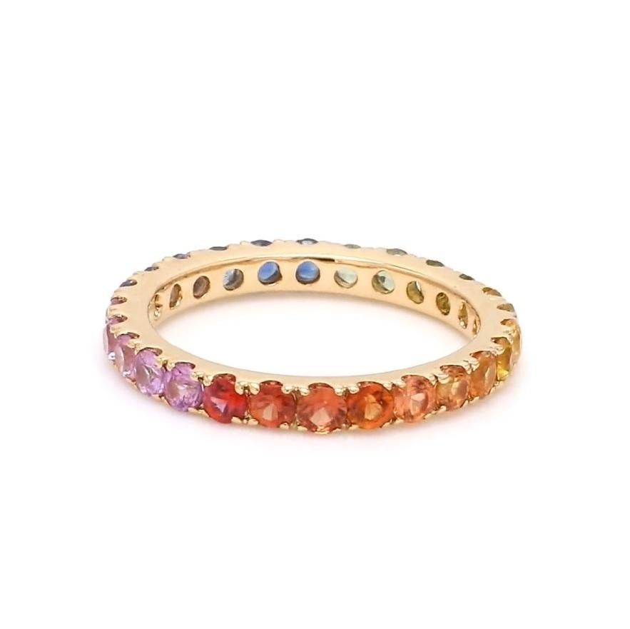 Ring mit natürlichem Regenbogen-Saphir aus 18 Karat Gold im Angebot 3